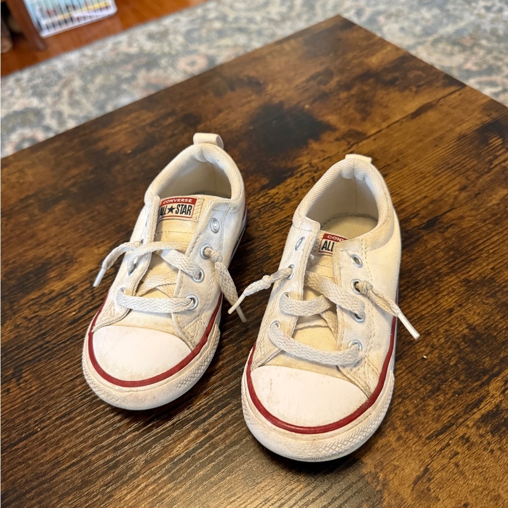 Converse Kids' White Sneakers with Red Trim